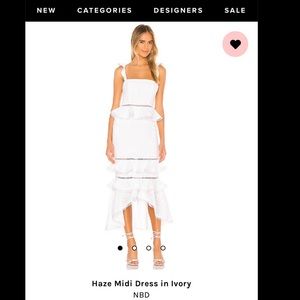 Ivory / White Linen MIDI Dress, Size 6. Peplum Waist, Fishtail Hem.